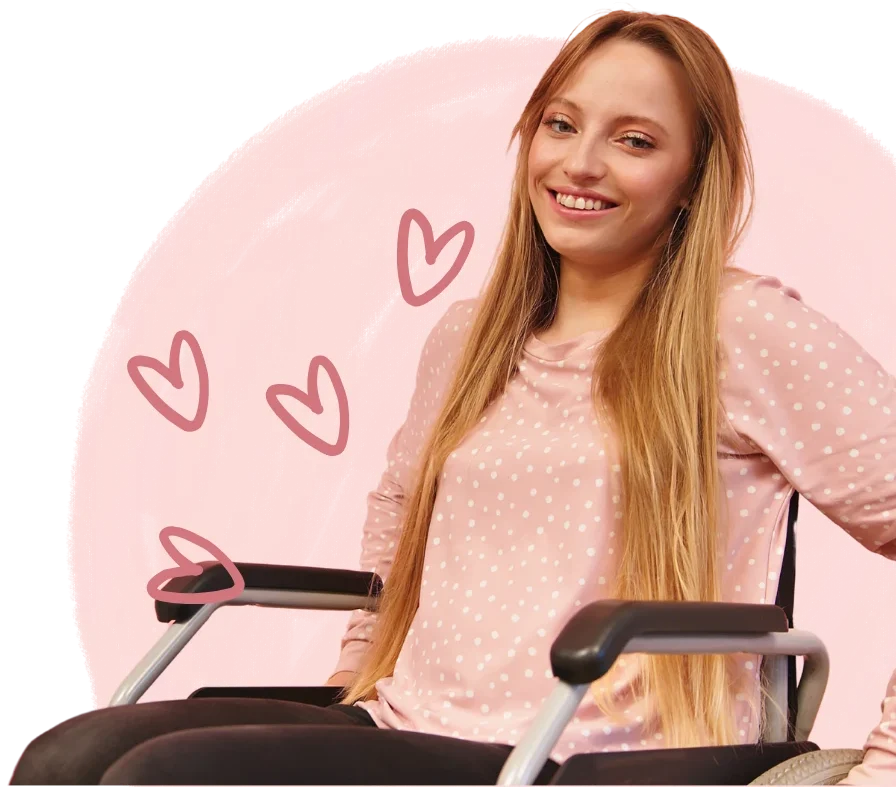 Happy woman in wheelchair